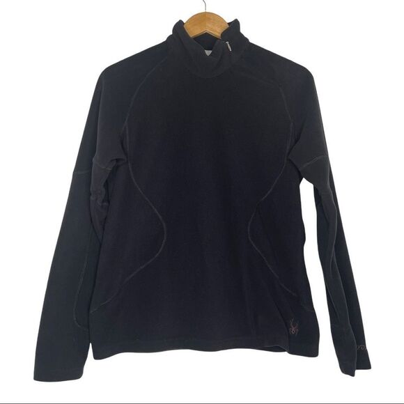 Spyder Women’s Pull Over Top Black Mock Neck Fleece Size 12 - Picture 1 of 10